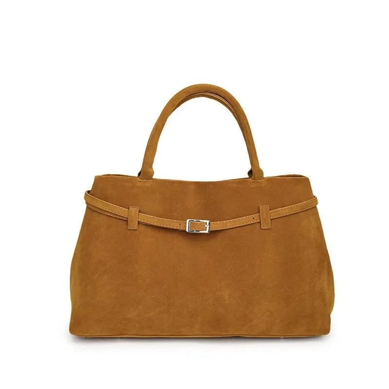 New Luxury Brand Rodeo Faux Suede Brown Gold Buckle Shoulder Bags