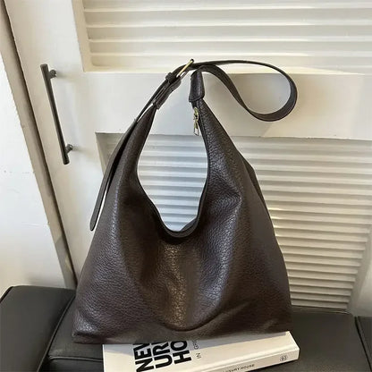 Fashion Leather Tote Bag Simple Large High Capacity Shoulder Bag