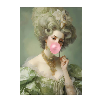 Bubble Gum Baroque Portrait Wall Art Poster – Vintage Altered Art Print