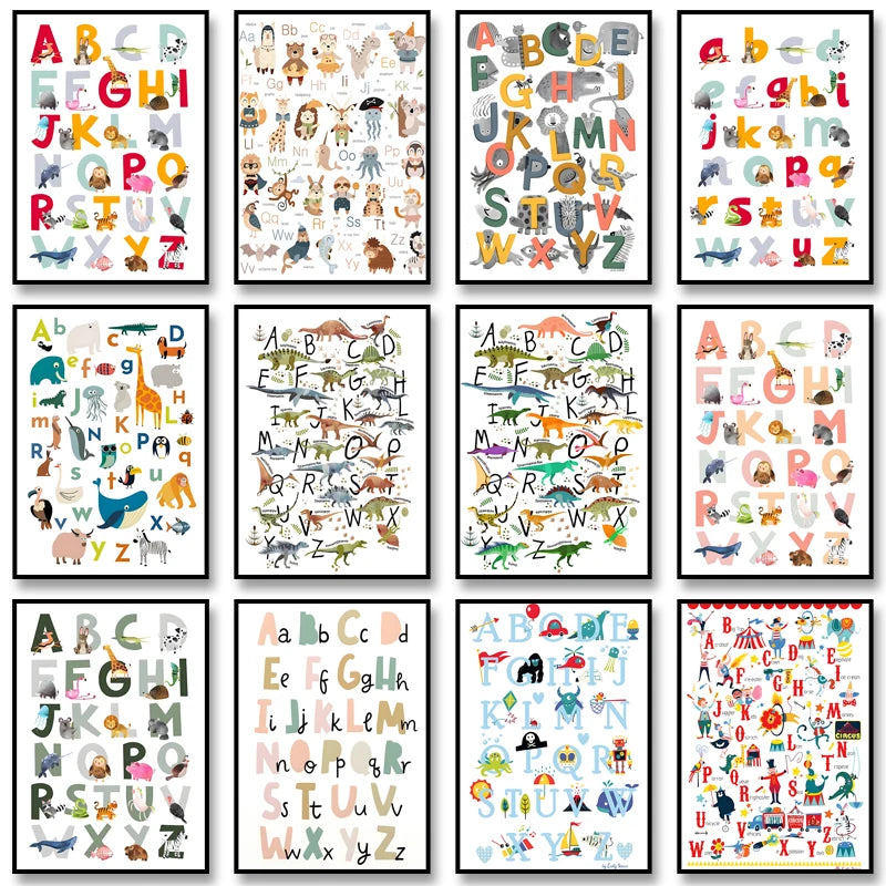 Dinosaur Alphabet Poster – Kids ABC Wall Art Print