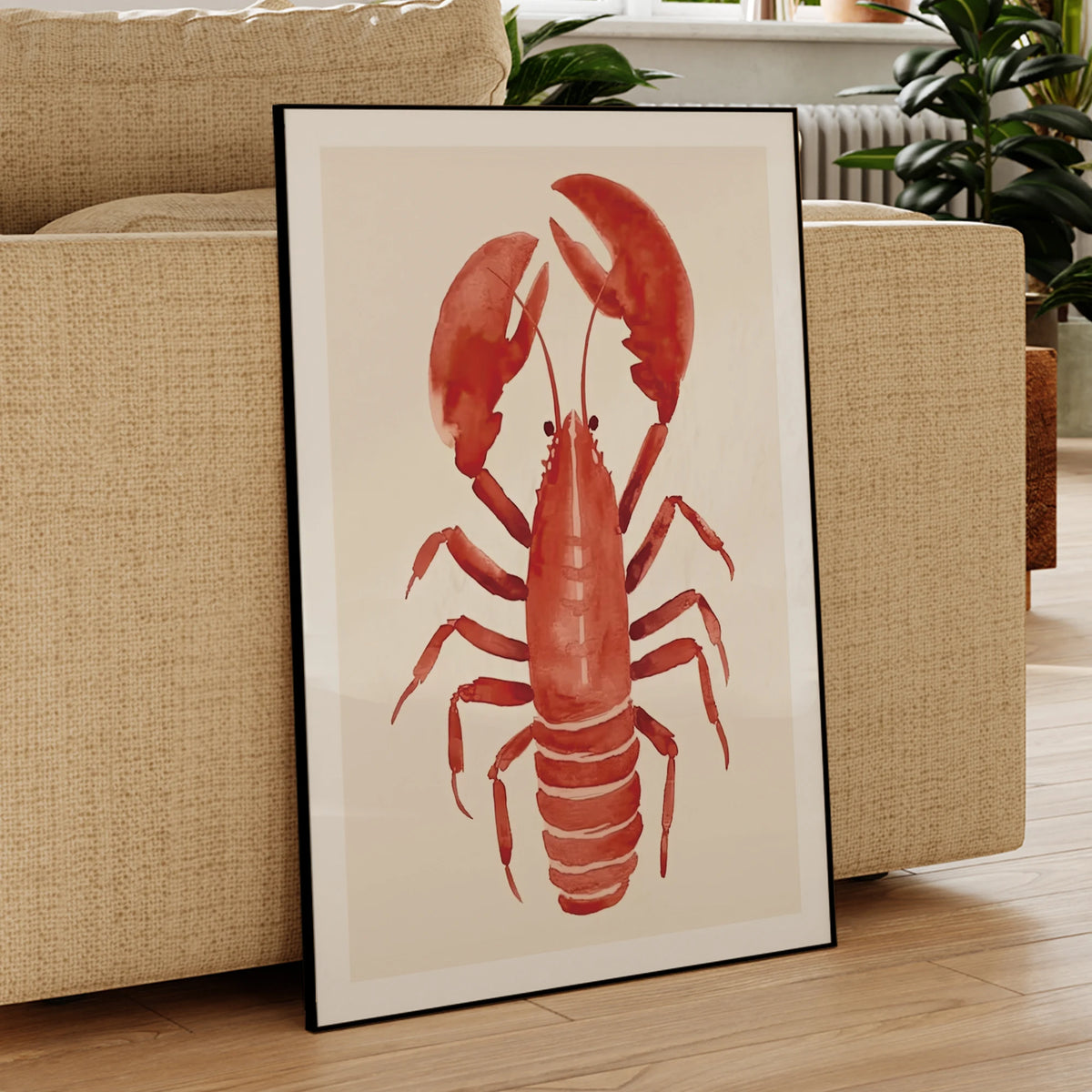 Red Lobster Wall Art Print – Watercolor Coastal Poster