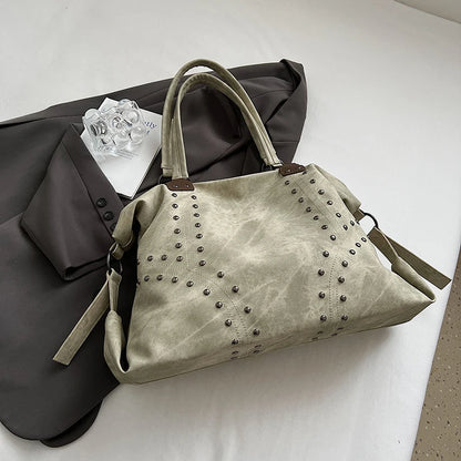 Rivets Large Capacity PU Leather Shoulder Bag