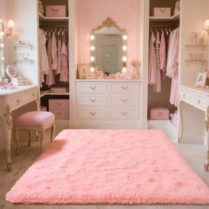 Soft Fuzzy Area Rug – Plush Fluffy Carpet for Bedroom & Living Room