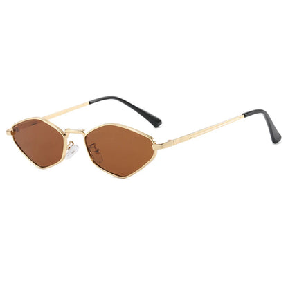 Women's Small Frame Polygon Sunglasses – UV400 Metal Designer Shades