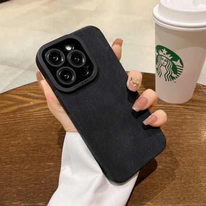 Luxury Matte Leather Silicone iPhone Case – iPhone 11 to 15 Series
