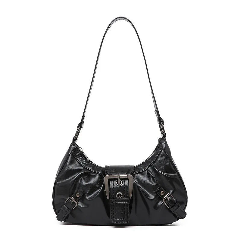 New Vintage PU Leather Shoulder Bag for Women Y2K Spicy Girl Trend Maillard Style