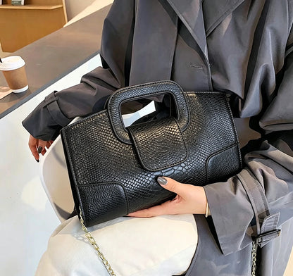 Vintage Crocodile Grain PU Leather Evening Bag