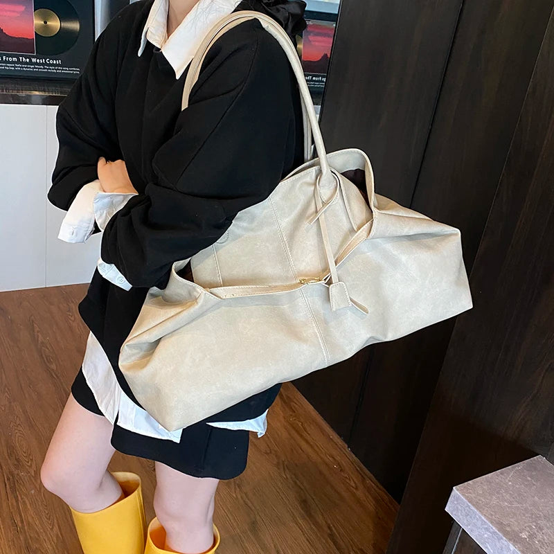 PU Leather Square Shoulder Bag for Women – Retro Underarm Tote