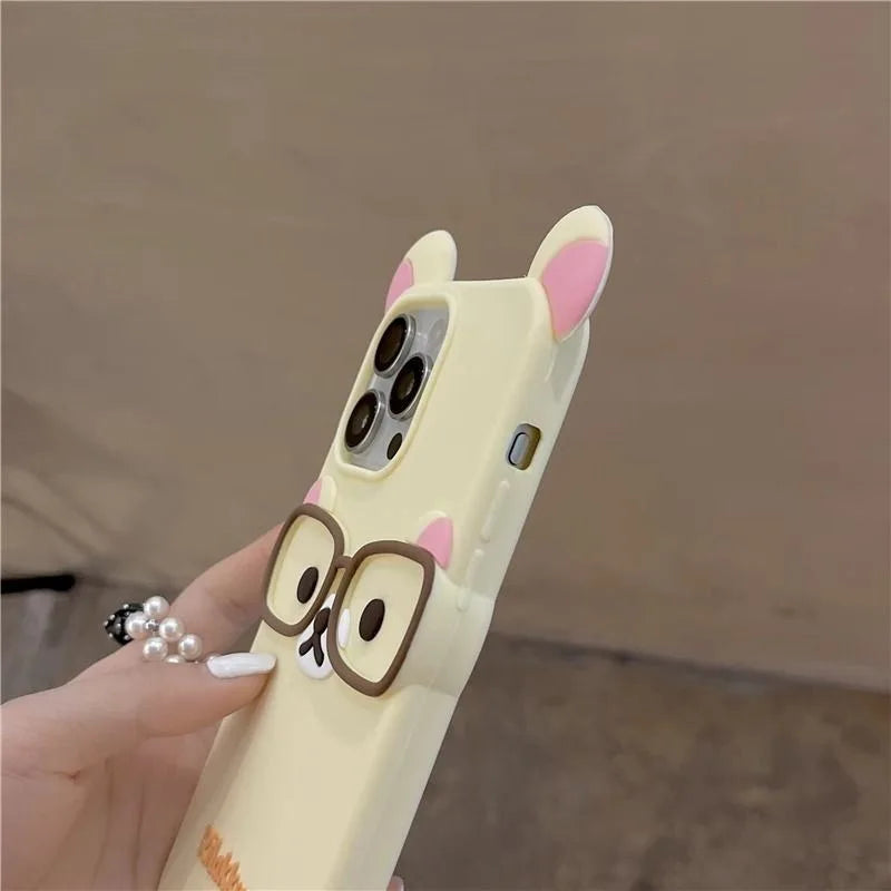 3D Rilakkuma Bear iPhone Case – Cute Silicone Cover with Ears