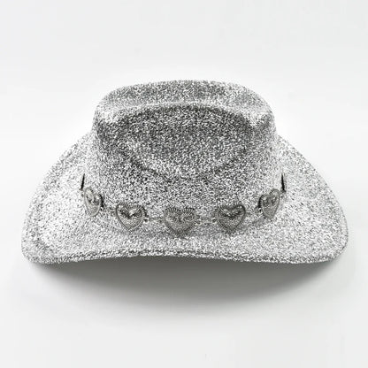 Glitter Cowboy Hat with Rhinestone Chain – Unisex Party Hat