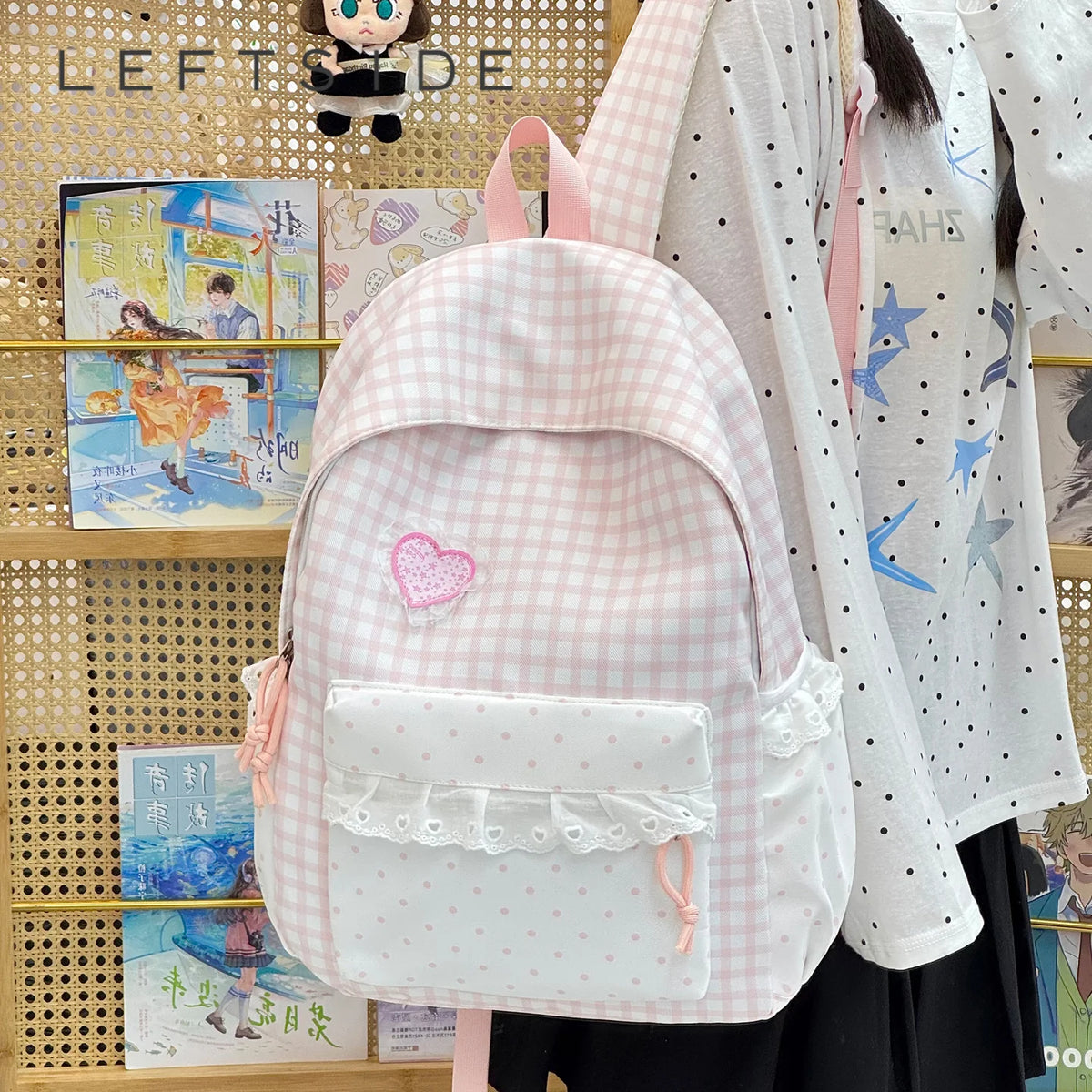 Plaid Backpack for Teen Girls – Cute Kawaii School Daypack