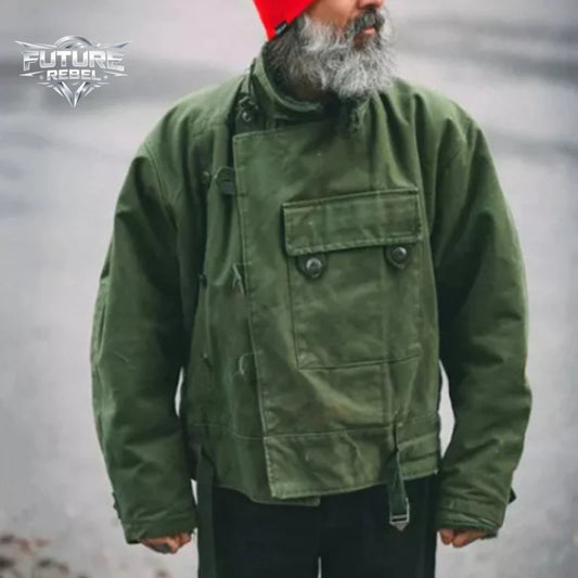 Oversized Military Utility Jacket – Unisex Vintage Workwear Coat