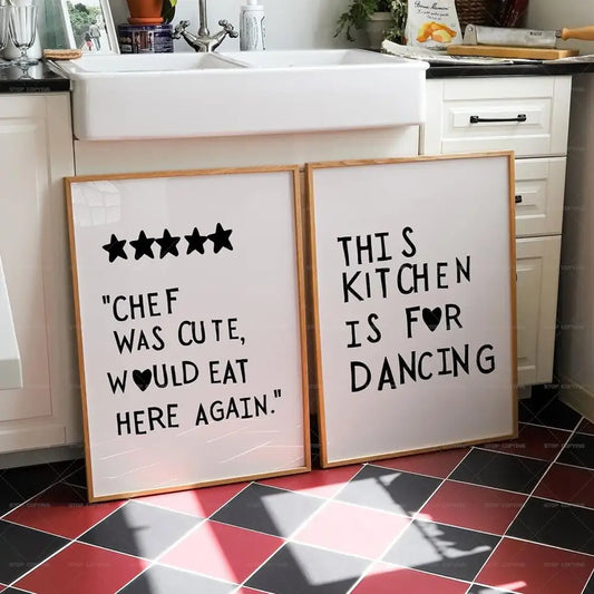 Funny Chef Quote Canvas Wall Art Poster – “Chef Was Cute” Kitchen Print