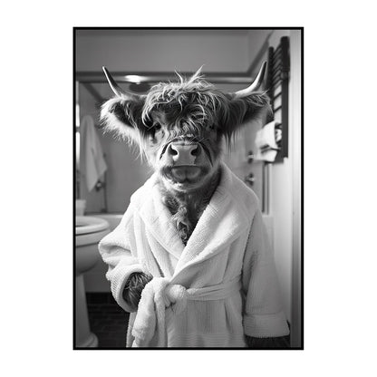 Funny Animal Bathroom Wall Art Poster – Quirky Wildlife in Bathrobe Print