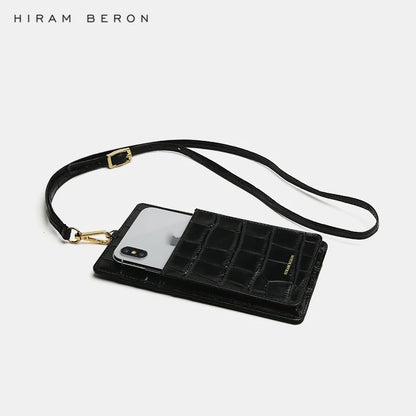 Leather Phone Bag Purse with Lanyard – Hiram Beron Croco