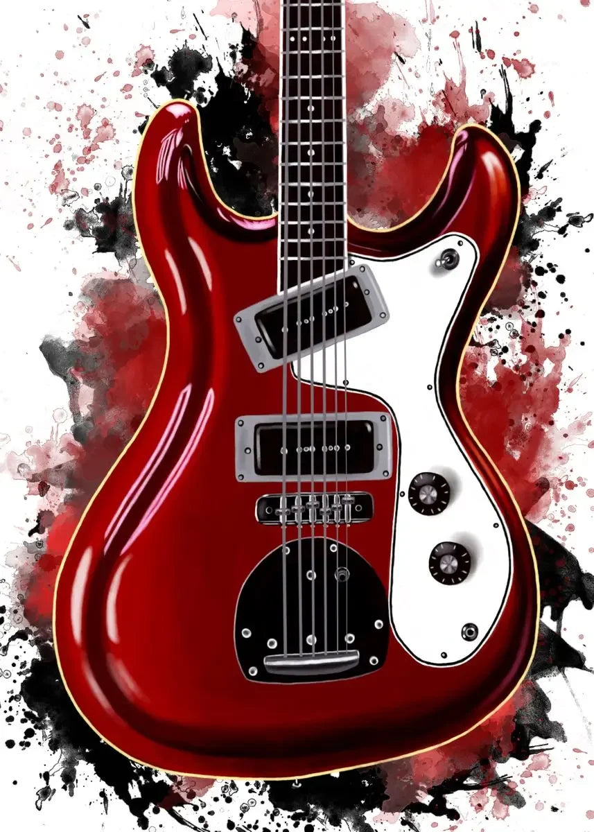 Electric Guitar on Fire Wall Art Print – Music Poster