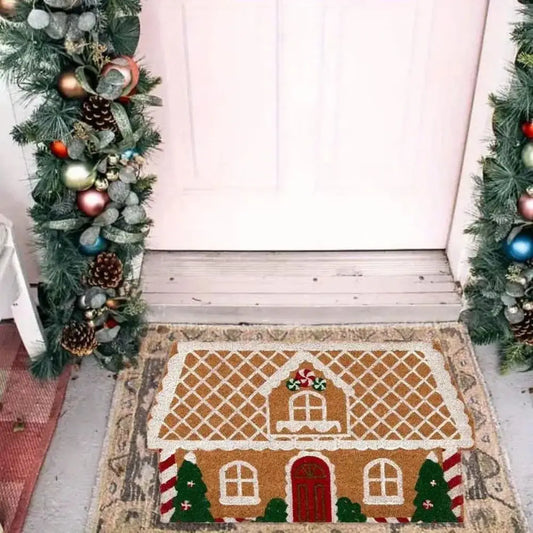 Christmas Gingerbread House Shaped Rug – Soft Non-Slip Floor Mat