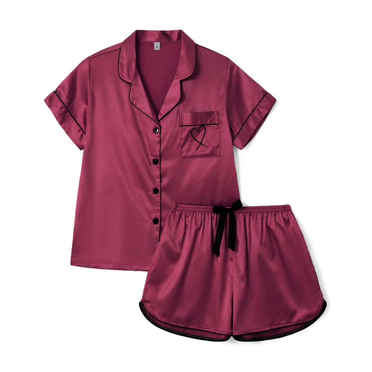 Satin Pajama Set for Women – Short Sleeve Sleepwear with Shorts