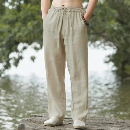 Men's Cotton Linen Pants – Loose Wide-Leg Summer Trousers