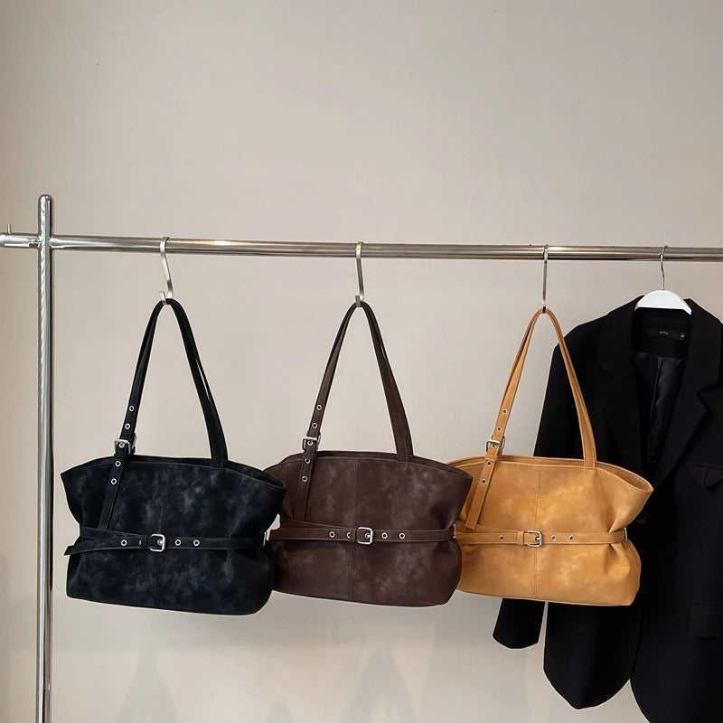 Women Faux Suede Large Capacity Shoulder Bag