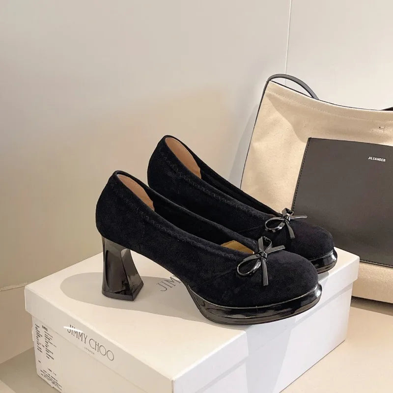 Bow Accent Mid Heel Pumps – Women's Elegant Dress Shoes