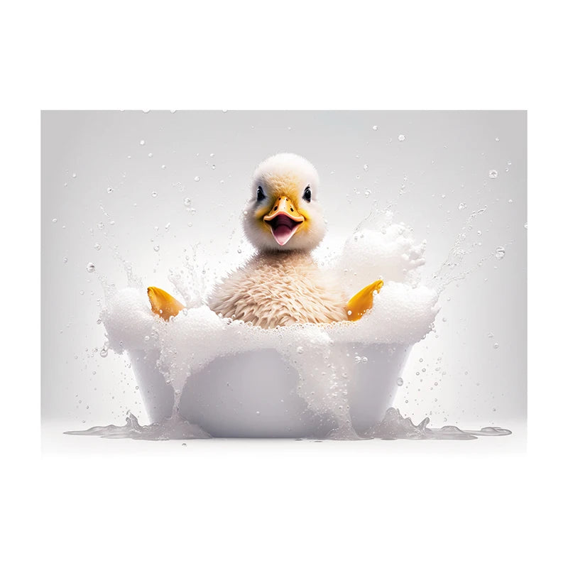 Cute Dog in Bathtub Wall Art Poster – Funny Puppy Canvas Print