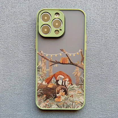 Cartoon Animal iPhone Case – Bear Fox Squirrel Design