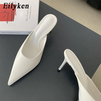 Eilyken Pointed Toe Mule Heels – Women's Low Heel Slip-On Dress Sandals