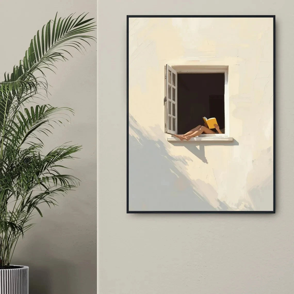 Minimalist Book Lover Window Canvas Poster – Calm Summer Wall Art