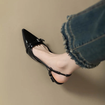 Pointed Toe Slingback Flats – Women's Patent Leather Shoes