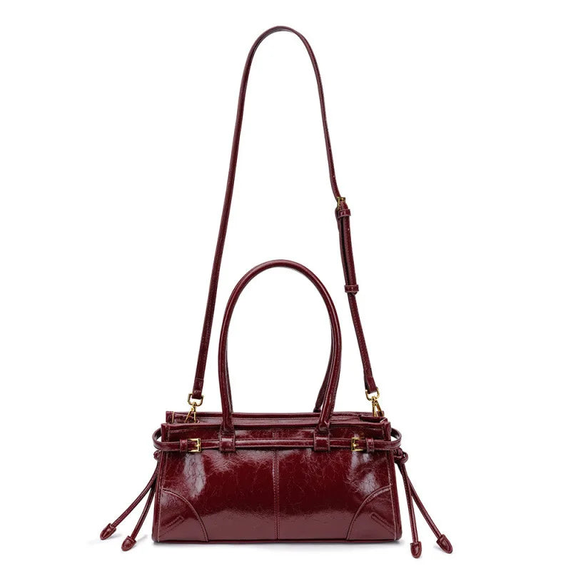 Soft Lux Boston Style Women S Motorcycle Crossbody Shoulder Bag Layered Oil Wax Leather Single Strap