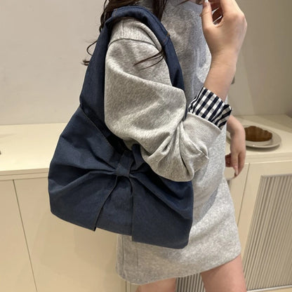 Sweet Bowknot Design Women's Denim Shoulder Bags