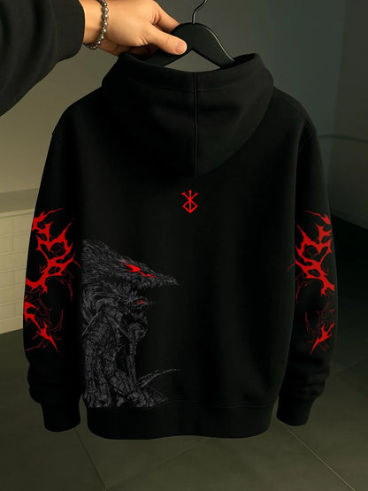 Oversized Berserk Graphic Hoodie – Goth Anime Streetwear Sweatshirt