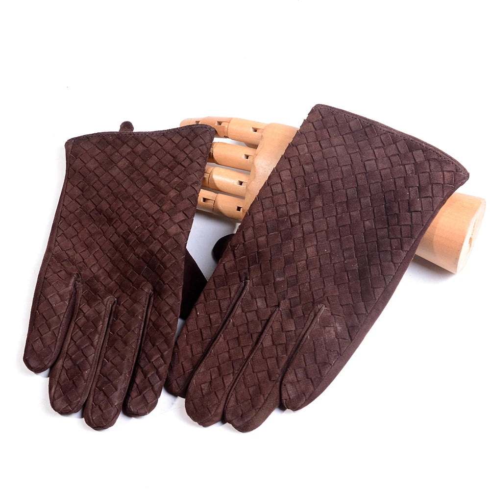 Men's Woven Leather Driving Gloves | Lambskin Intrecciato