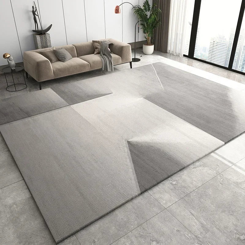 Modern Grey Area Rug – Soft Textured Carpet for Living Room & Bedroom