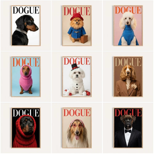 DOGUE Dog Pop Art Wall Poster – Funny Fashion Magazine Print