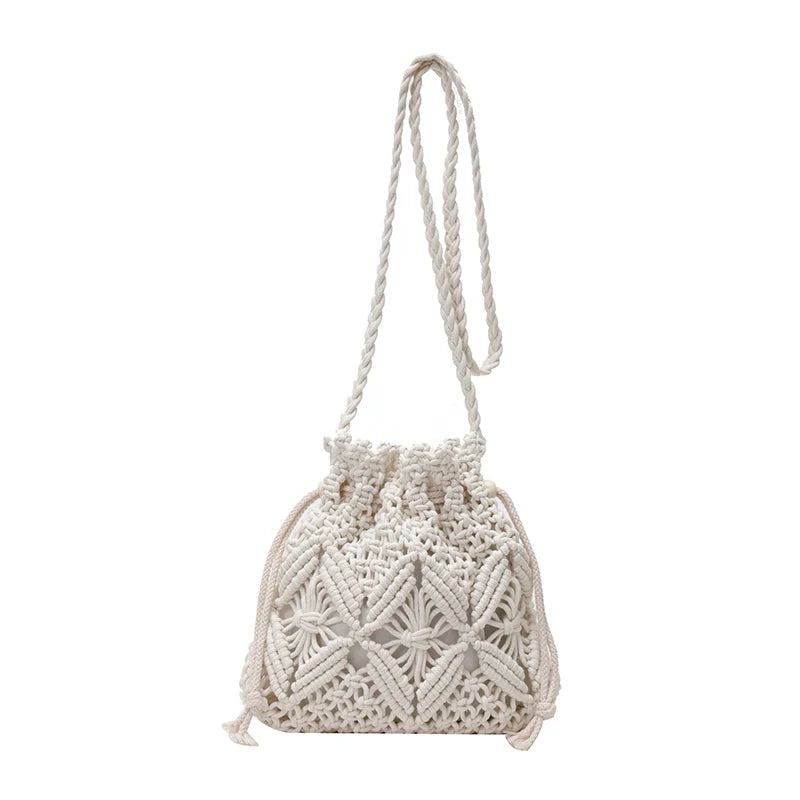 Woven Raffia Crossbody Bag for Women – Boho Knit Beach Purse