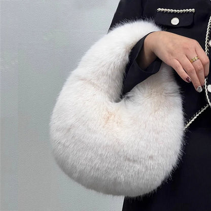Fashion Soft Plush Half Moon Bags