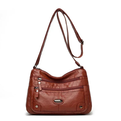 Leather Versatile Double Layer Retro High Quality Luxury Crossbody Bags