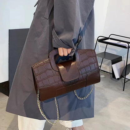 Vintage Crocodile Grain PU Leather Evening Bag