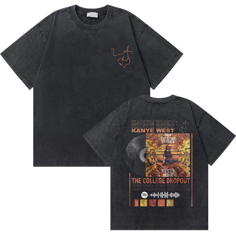 College Dropout Bear Graphic T-Shirt – Washed Vintage Streetwear Tee