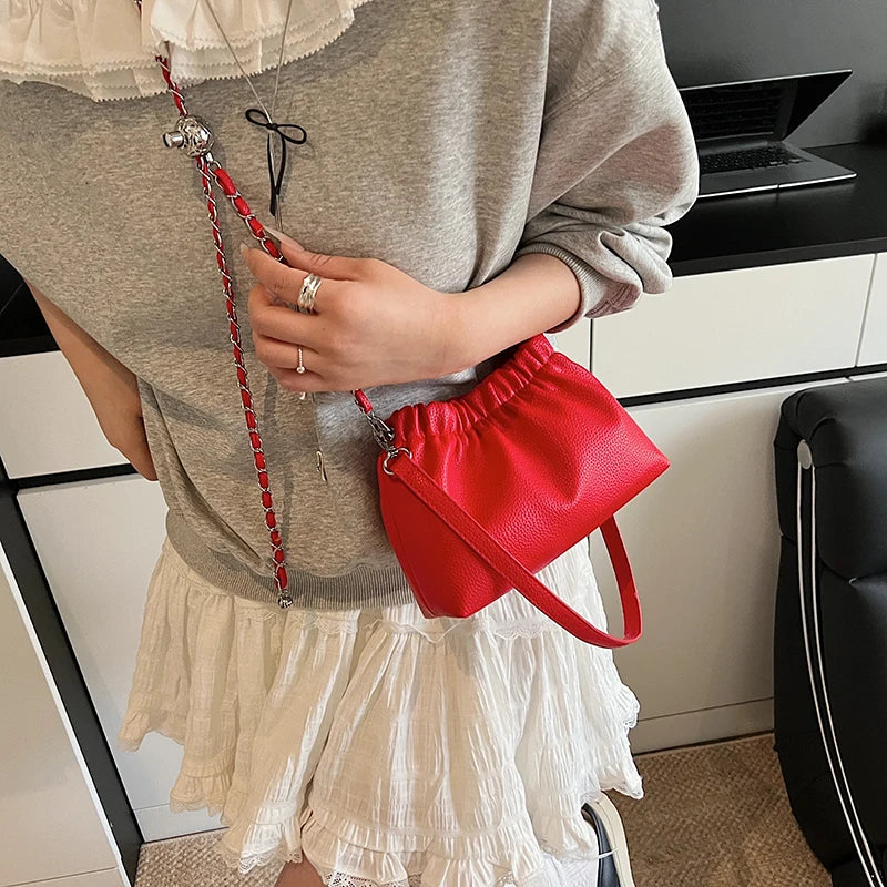 New Luxury Small PU Leather Solid Color Handbags