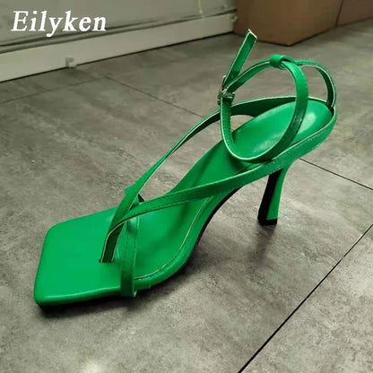 Eilyken Gladiator Sandals Heels Women Fall Best Street Look Females Square Head Open Toe Clip-On