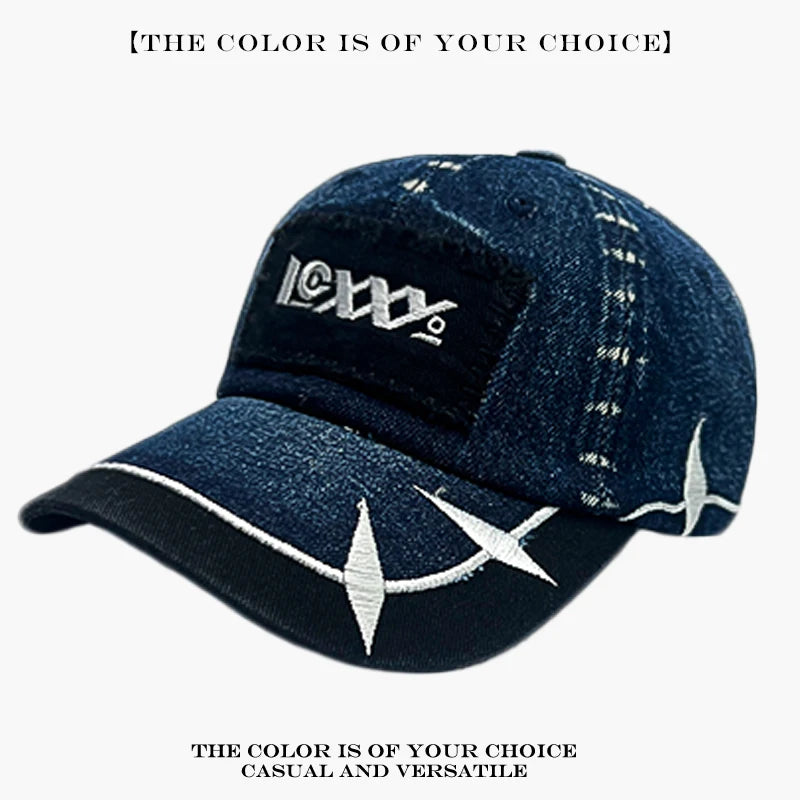 Tribal Thorn & Flame Embroidered Baseball Cap – Y2K Street Style Hat