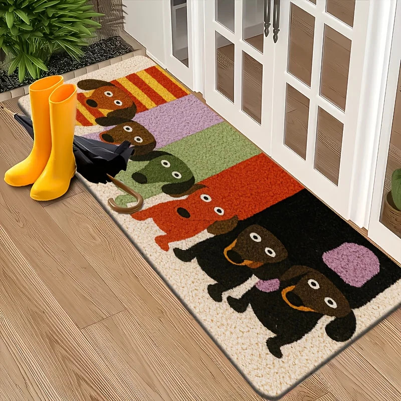 Cartoon Dachshund Non-Slip Doormat – Washable Floor Rug