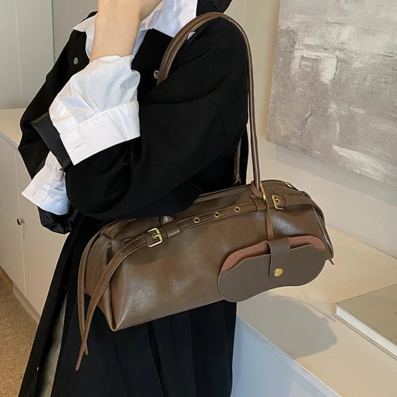 Buckle Decoration Fashion PU Shoulder Bag