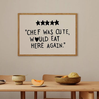 Good Food Good Mood Kitchen Wall Art Canvas Poster – Cute Chef Print