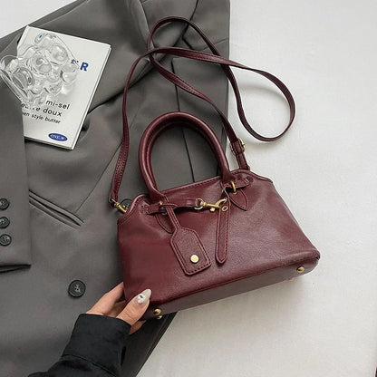 Retro PU Leather Handbag – Women's Y2K Crossbody Shoulder Bag
