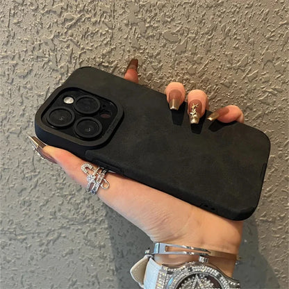 Luxury Matte Leather Silicone iPhone Case – iPhone 11 to 15 Series
