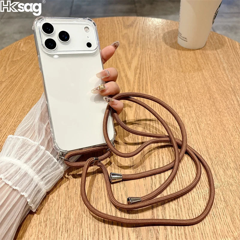 iPhone Crossbody Lanyard Case – Clear Shockproof Bumper Cover